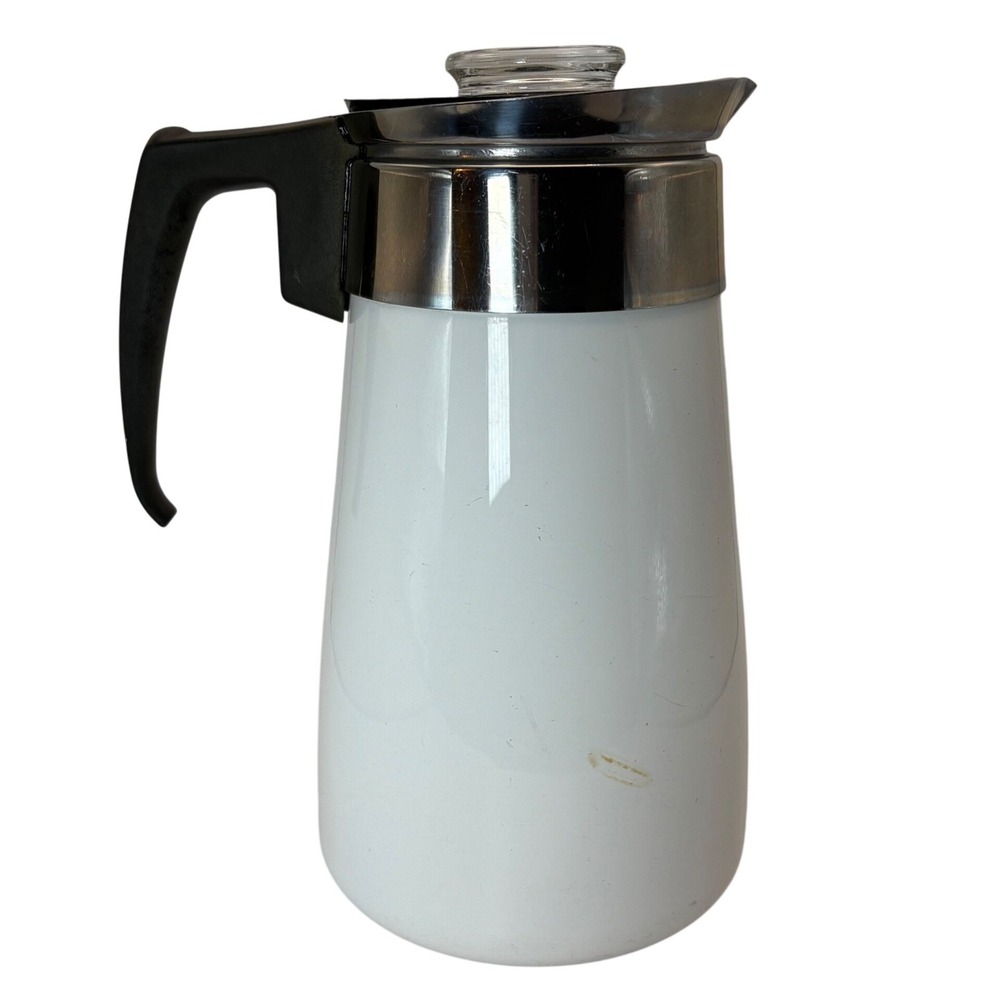 Vtg MCM CorningWare 9 Cup Coffee Percolator White Floral Prop Vase Cottagecore